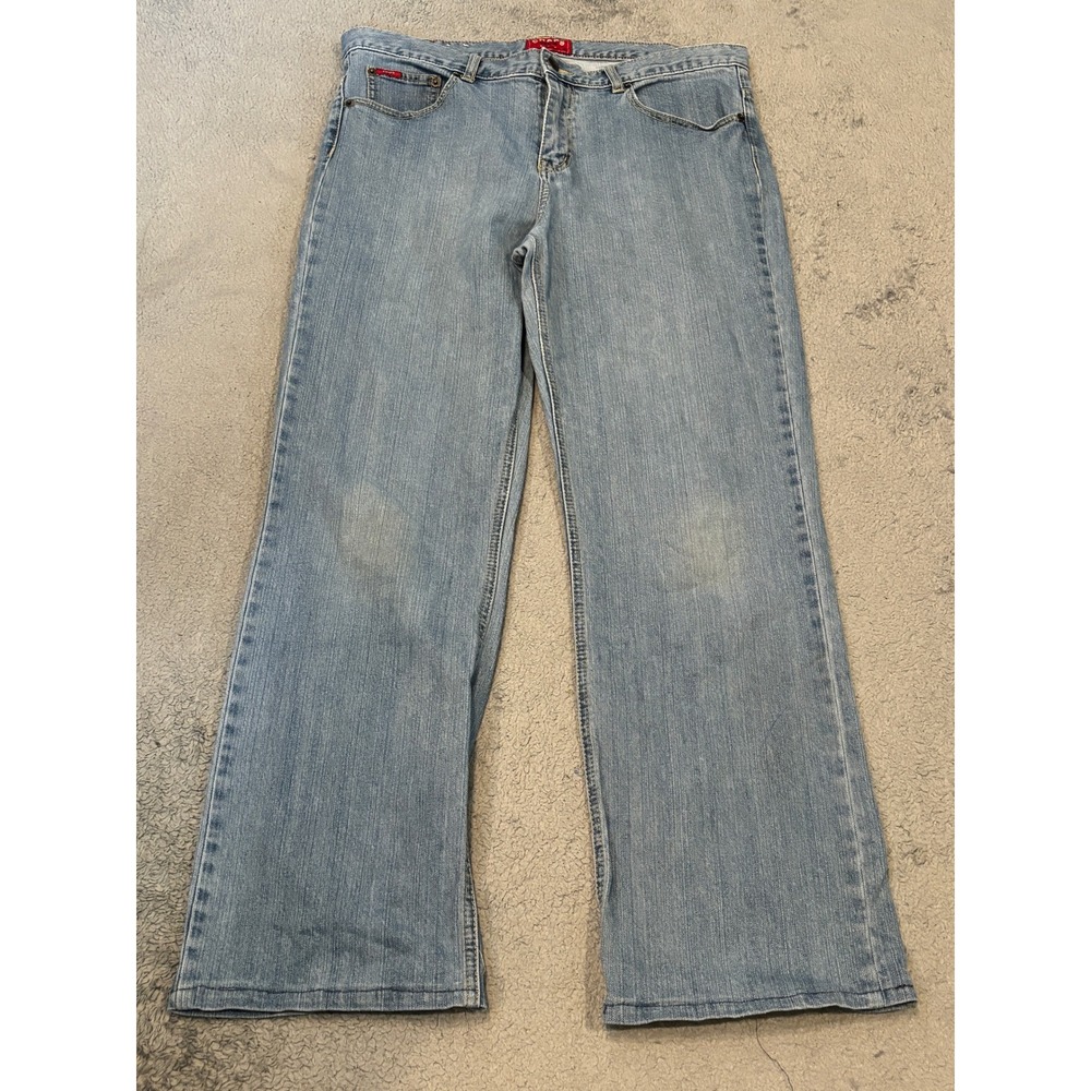 Chaps Denim Delaney Straight Leg Jeans Womens 14 Light Wash Blue Stretch Denim